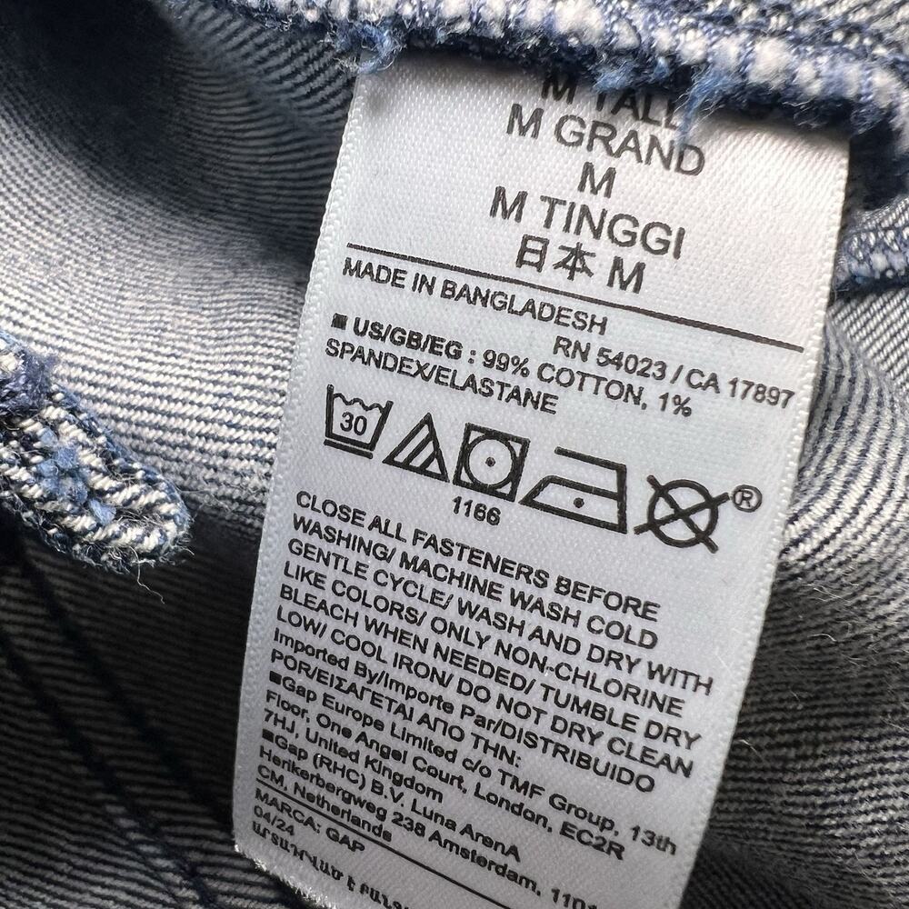 Gap Denim Dress Size M Tall Blue Dark Wash Puff Sleeves Button Pockets Western - Picture 11 of 12